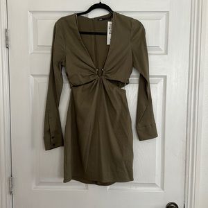 Zara Camp Green Slit dress - Size Med